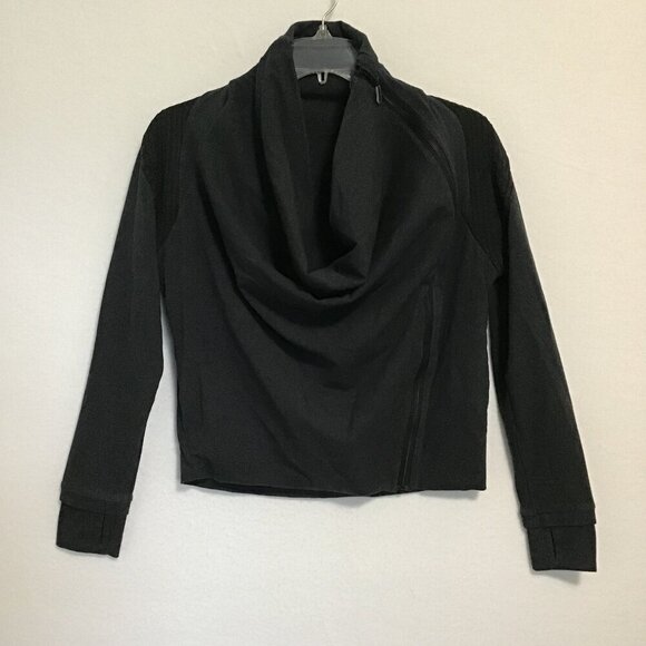 Lululemon Sway Cowl Neck Zip Up Jacket  Charcoal Grey/Black Size 4 - Picture 7 of 14